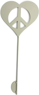 Peace and Heart Staked Signs or Wall Art Rustic or Powder Coated Finishes (Peace Heart Small Stake 21", Cream)