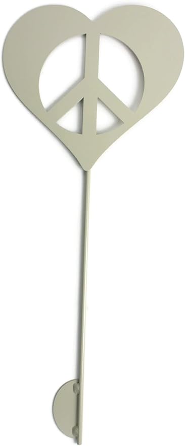 Peace and Heart Staked Signs or Wall Art Rustic or Powder Coated Finishes (Peace Heart Small Stake 21", Cream)