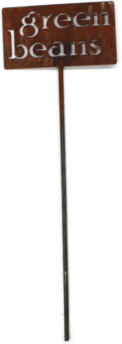 Classic Metal Garden Markers 19 Inches Tall (green beans, Naturally Rusted)