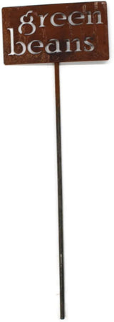 Classic Metal Garden Markers 19 Inches Tall (green beans, Naturally Rusted)