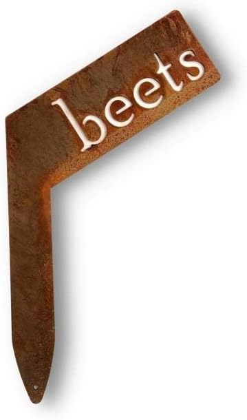 Planter Size Small Metal Garden Plant Vegetable Flower or Herb Markers 13.5 Inches Tall (beets, Naturally Rusted)