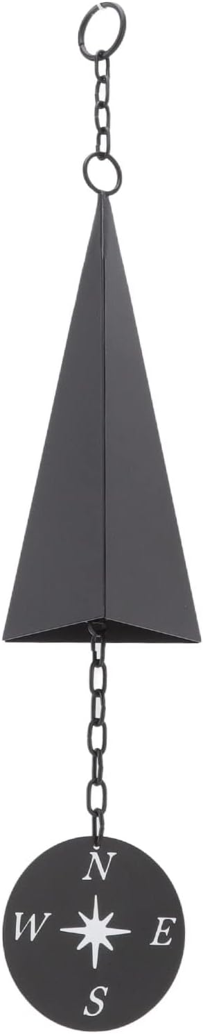 WALFRONT Iron Triangular Wind Chimes Retro with Compass for Patio Backyard Garden Outdoor Decor