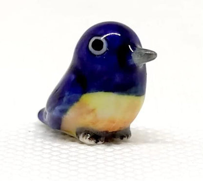 Bird Micro Tiny Dollhouse Figurines Hand Painted Ceramic Animals Collectible Gift Home Garden Décor (Blue Bird)
