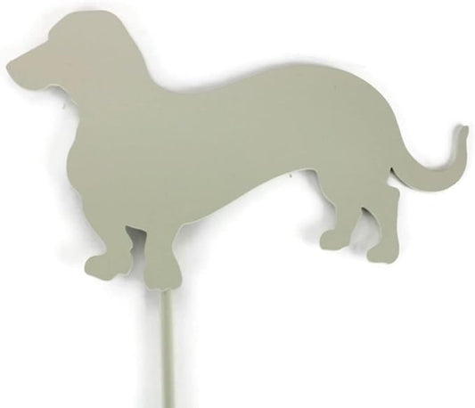 Pets and Farm Animals Metal Garden Landscape Stake (9.25" Wide Wiener Dog on Stake, Cream)