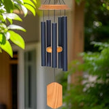 Carson 21" Wood and Navy Chimes - Classic Windchime - Wood Windchime for Outdoor Decor - Garden Patio Porch