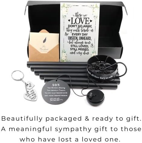 Memorial Wind Chimes for Loss of Loved One Prime, Outdoor Memory Chimes Mom, Dad, Husband, Father, Personalized Bereavement Windchimes, Sympathy Remembrance Chime, Windchime Gift (Son Memorial)