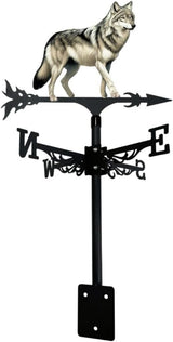 Colorful Wild Wolf Weather Vane Metal Craft Rooftop Weathervane Iron Wind Direction Indicator Garden Statue Yard Decor Lawn Ornament (A)