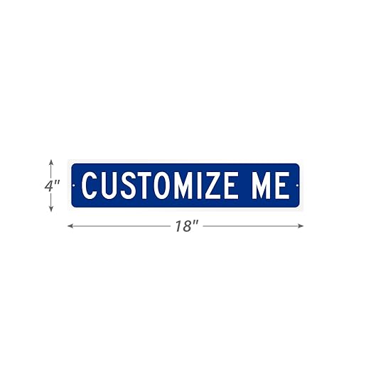 SmartSign Blue Custom Street Sign - 4" x 18", Aluminum, Reflective Option, Personalize Your Own Street Sign, Outdoor Metal Sign for Home, Office, Decor, Room, USA-Made