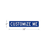 SmartSign Blue Custom Street Sign - 4" x 18", Aluminum, Reflective Option, Personalize Your Own Street Sign, Outdoor Metal Sign for Home, Office, Decor, Room, USA-Made