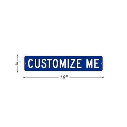 SmartSign Blue Custom Street Sign - 4" x 18", Aluminum, Reflective Option, Personalize Your Own Street Sign, Outdoor Metal Sign for Home, Office, Decor, Room, USA-Made