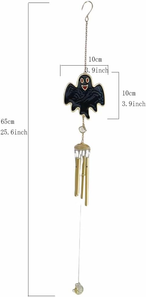 Halloween Themed Wind Chime Iron Made Chost Decoration Creative Designed Bat Decoration Halloween Holiday Festival Hanging Decor-Ghost