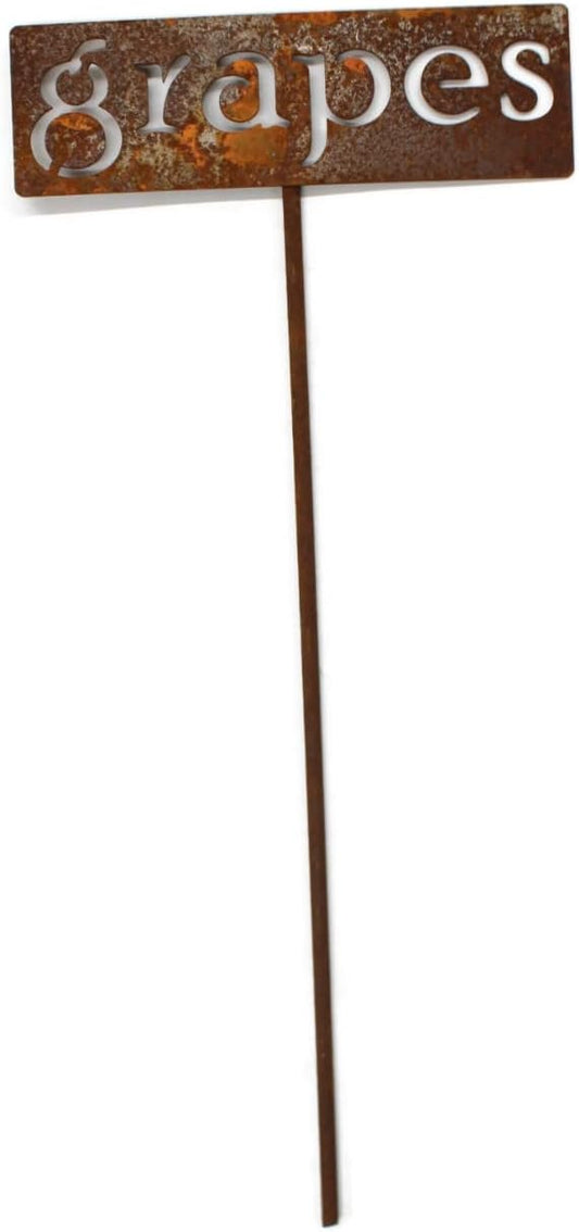Classic Metal Garden Markers 19 Inches Tall (grapes, Naturally Rusted)