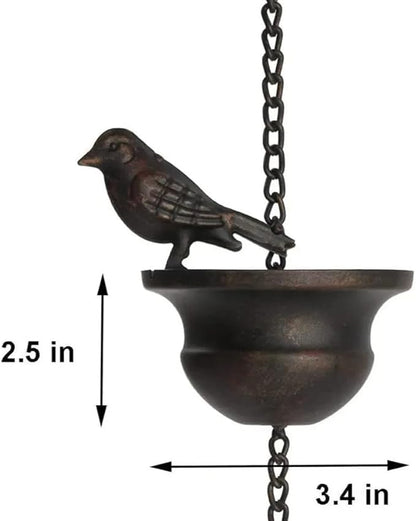 Decorative Metal Bird Rain Chain for Balconies and Porches Transform Your For Outdoor Area into a Relaxing Retreat