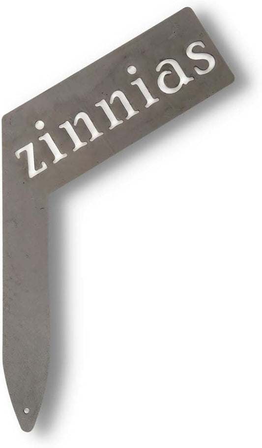 Planter Size Small Metal Garden Plant Vegetable Flower or Herb Markers 13.5 Inches Tall (zinnias, Raw, Unfinished Steel)