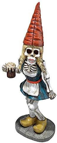 Design Toscano Zombie Gnome - Bavarian Oktoberfest Skeleton Gnome Gerta - Garden Gnome Statue, 6½"Wx4½"Dx18"H