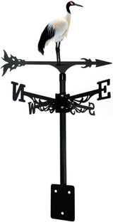 Colorful Rooster Weather Vane Spinner Wind Direction Farm Scene Stake Metal Outdoor Peacock Weathervane Ornament for Garden Yard Decoration (Red-Crowned Crane A)