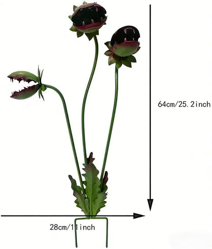 YILCER Metal Carnivorous Plant Garden Stake - Handmade Iron Venus Flytrap Yard Art Monster Gardens Venus Flytrap Decorative Garden Stake for Garden Gift Whimsical Flower Outdoor Decor Patio Lawn