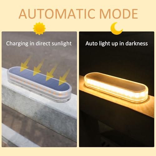 Solar Deck Lights - 4 Pack LED Warm White IP68 Waterproof