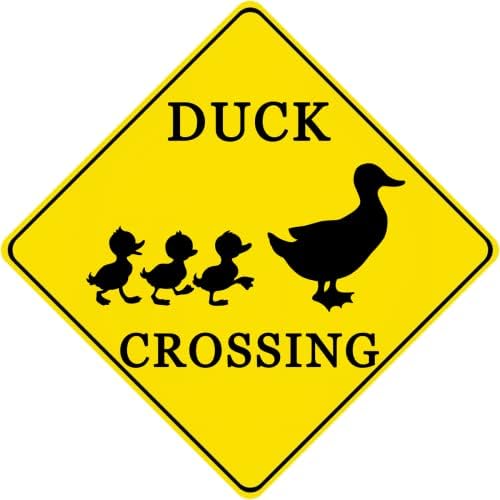 Duck Crossing Sign 12x12" Inch Metal Duck Sign Funny Duck Decor Street Sign Outdoor Animal Crossing Sign Reflective for Farmhouse Garage Duck Xing Sign (2 Pack)
