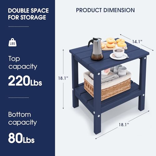 KINGYES Double Side Table, Adirondack End Table- Navy