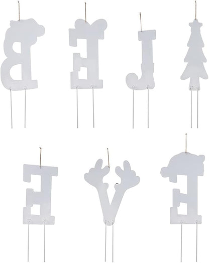 Glitzhome 7 Sets Believe Christmas Yard Stakes, 23" H Metal Garden Ornaments Wall Decor for Christmas Decorations