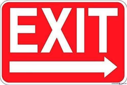 Indication warning sign Exit Right Arrow Red Background Wall Art Outdoor Indoor 12x8 Inches New Aluminum Metal tin sign