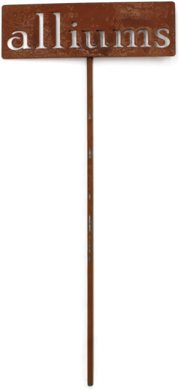 Classic Metal Garden Markers 19 Inches Tall (alliums, Naturally Rusted)