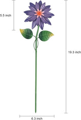 hogardeck Metal Flower Decorative Garden Stakes,4 Pcs 19" Outdoor Garden Decor with Shaking Flower Head Yard Stakes, Yard Art Spring Decorations for Patio Lawn (Pink & Yellow & Purple & Orange)