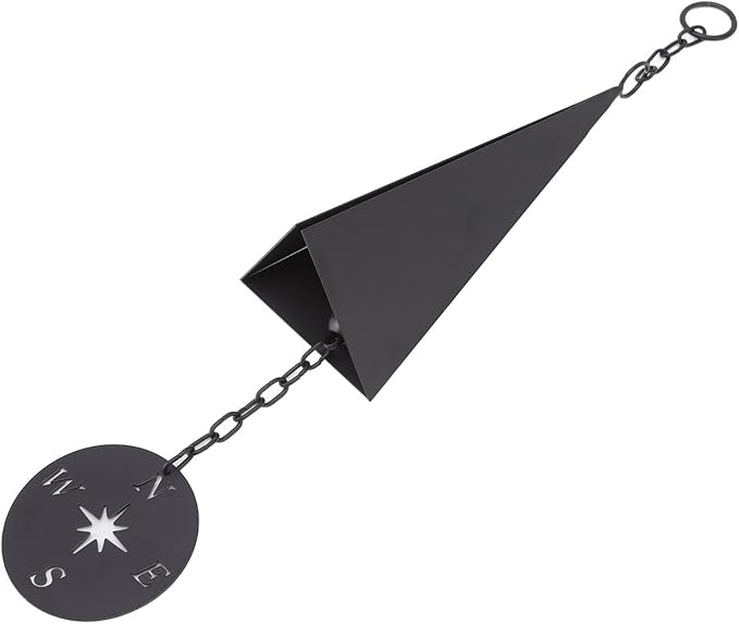 WALFRONT Iron Triangular Wind Chimes Retro with Compass for Patio Backyard Garden Outdoor Decor