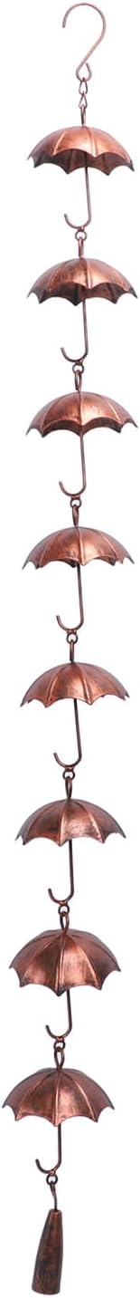Akozon 39.4in Umbrella Rain Chain - Deco 8 Cups Iron Rain Chain for Patio Outdoor Decor