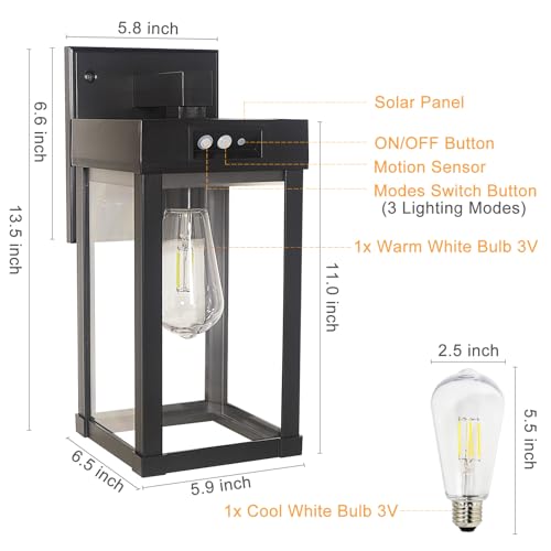 Solar Wall Lights - Waterproof Motion Sensor 3 Modes