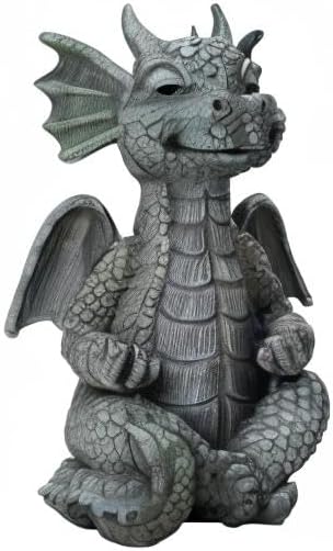 UTTCMK Garden Dragon Statue Decor - Meditation Dragon Sculpture Figurine Outdoor Decoration, Zen Yoga Garden Art Sculpture for Patio Lawn Yard Balcony Indoor Decor(Hands Flat)