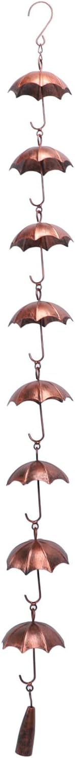 Akozon 39.4in Umbrella Rain Chain - Deco 8 Cups Iron Rain Chain for Patio Outdoor Decor
