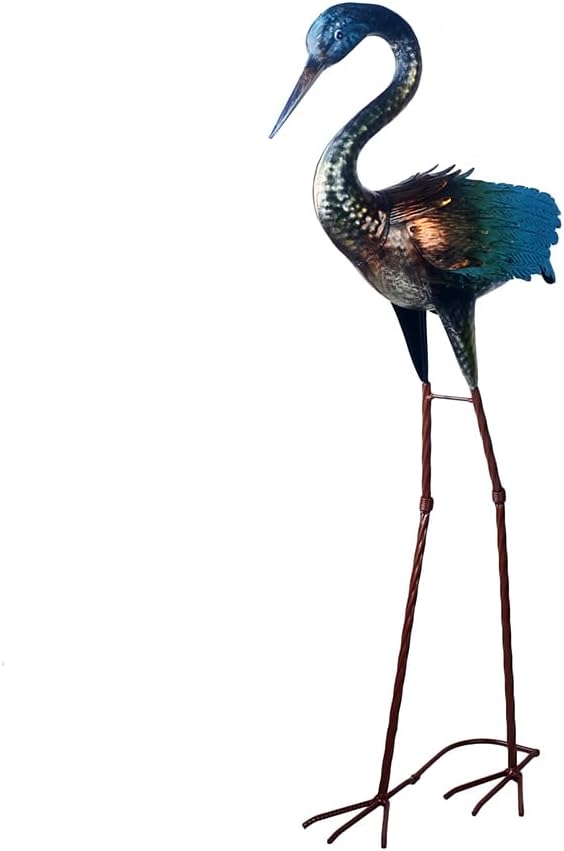 Colorful Metal Crane Statues Outdoor Garden Yard Art for Patio Lawn Backyard Decoration