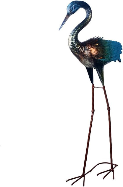 Colorful Metal Crane Statues Outdoor Garden Yard Art for Patio Lawn Backyard Decoration
