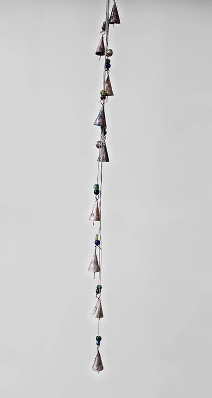 Mango Gifts Rustic Iron Wind Chime Bells with Jute Rope – Vintage Farmhouse Hanging Bell Chimes for Garden and Outdoor Decor with Handcrafted Recycled Metal Tranquil Wind Chimes 45 Inch (MGT28)