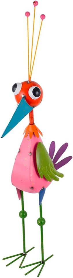 DREAMSOUL 35" Tall Garden Statues Whimsical Colorful Bird Outdoor Statues Metal Standing Statue for Patio Yard Lawn Decor