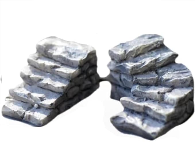 2Pcs Miniature Stone Steps Figurines Fairy Garden Ornaments, Miniature Garden Stairs Accessories Micro Landscape Decoration, Bonsai Ornament