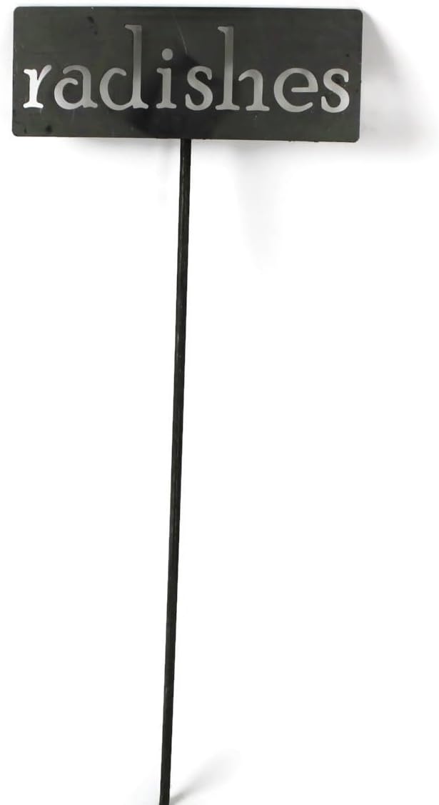 Classic Metal Garden Markers 19 Inches Tall (radishes, Raw, Unfinished Steel (will rust with time))