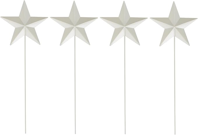 K KILIPES 15.75" H Metal Star Barn Patriotic Garden Stakes, 4pcs Rustic US Flag Star Metal Plant Stick Yard Art Ornament for Memorial Day 4th of July Veterans Day Election Day Decoration