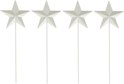 K KILIPES 15.75" H Metal Star Barn Patriotic Garden Stakes, 4pcs Rustic US Flag Star Metal Plant Stick Yard Art Ornament for Memorial Day 4th of July Veterans Day Election Day Decoration