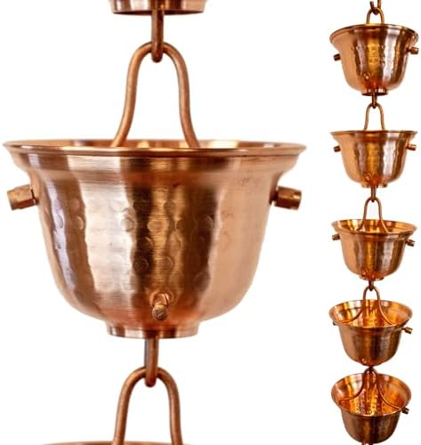 Nutshell Stores Bell Cups Rain Chain - Copper - 12 Feet