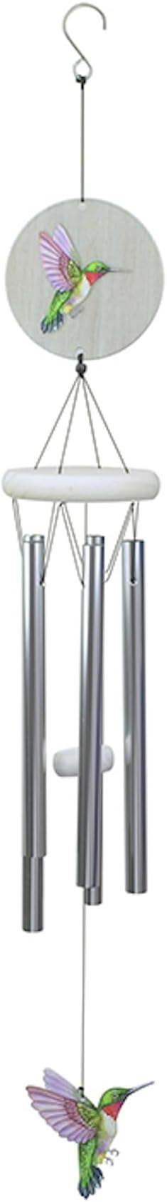 Red Carpet Studios Windchimes - Garden Gifts Farmhouse Style Whitewashed Painted Wind Chime, 30.75" Long, Hummingbird