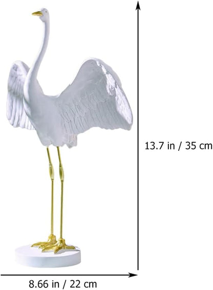 Milisten Outdoor Decor 1pc Garden Crane Statues Resin Crane Figurines Heron Sculptures Bird Statues Lawn Ornaments for Backyard Pond Patio Porch Outside Decor