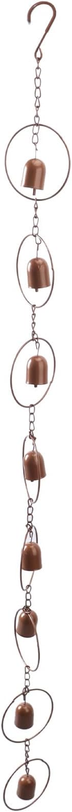 Hanging Rain Chime Metal Rain Chain Garden Wind Chimes 8 Bells Chimes, 47in Beautiful Sound Decorative Bell Shaped Rain Chain for Gutter Drainage Eaves Drains Downspouts