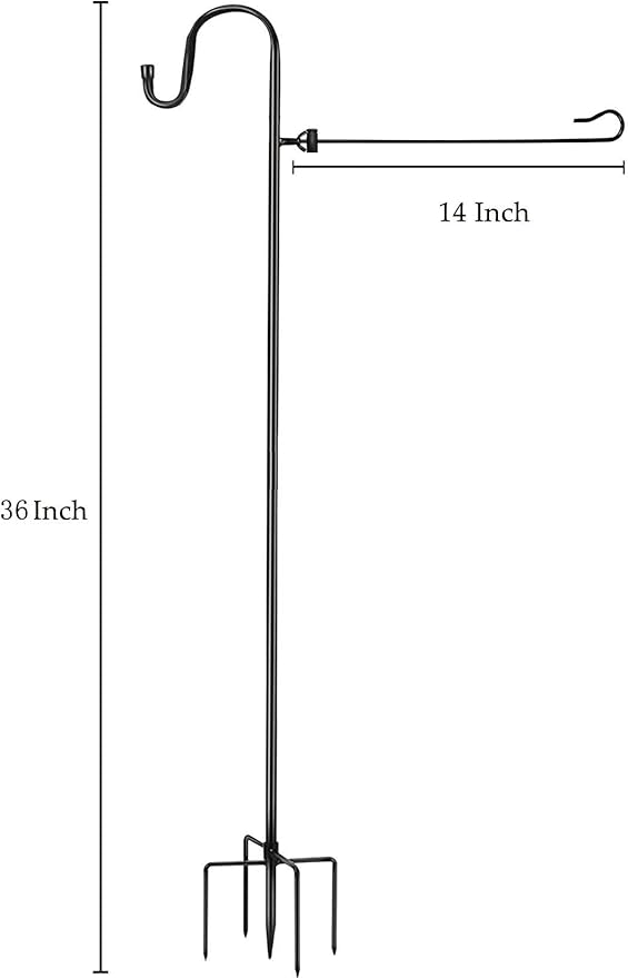 Garden Flag Stand and Shepherd Hook,36 Inch Garden Flag Pole Holder with one Tiger Clip and two Spring Stoppers for Bird-Feeder Lantern Plant-Hook Garden-Stake Seasonal Flags