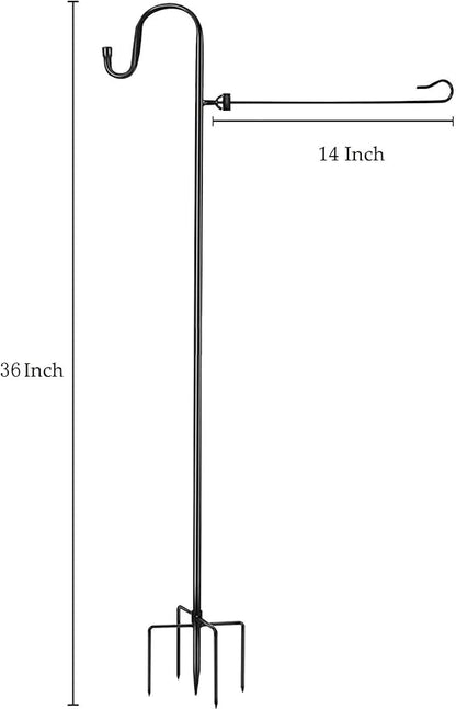Garden Flag Stand and Shepherd Hook,36 Inch Garden Flag Pole Holder with one Tiger Clip and two Spring Stoppers for Bird-Feeder Lantern Plant-Hook Garden-Stake Seasonal Flags