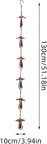 4.3ft Rain Chains for Gutters Aluminum, Outdoor Decorative Rainchain Heavy Duty Gutter Catcher Downspout Replacement, Durable Hanging Rain Gutter Chain for Eaves Drainage and Home Display (Mushroom)