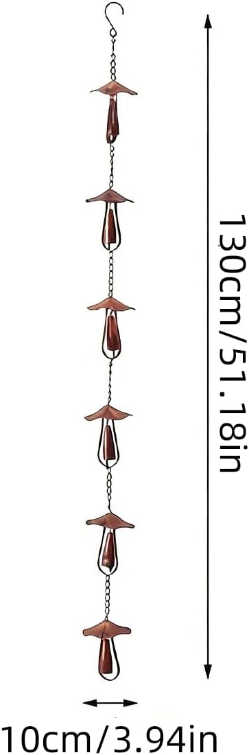 4.3ft Rain Chains for Gutters Aluminum, Outdoor Decorative Rainchain Heavy Duty Gutter Catcher Downspout Replacement, Durable Hanging Rain Gutter Chain for Eaves Drainage and Home Display (Mushroom)