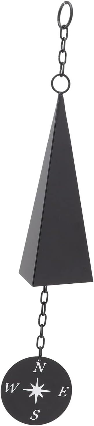 WALFRONT Iron Triangular Wind Chimes Retro with Compass for Patio Backyard Garden Outdoor Decor